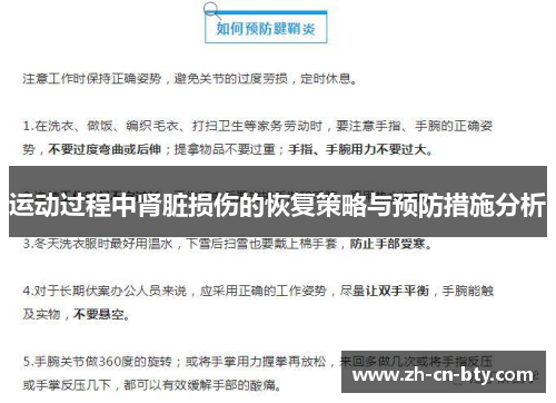 运动过程中肾脏损伤的恢复策略与预防措施分析