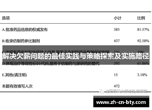 解决欠薪问题的最佳实践与策略探索及实施路径 解决欠薪问题的最佳实践与策略探索及实施路径